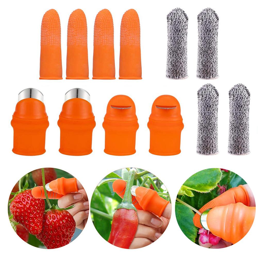 12PCS Silicone Thumb Knife Finger Protector Vegetable Knife Plant Blade Scissors Cutting Rings Garden Gloves Harvesting Tool