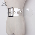 Fashion Women Transparent Wide Belt Female PVC Clear Belts For Dress Ladies Metal Pin Buckle Summer White Big Grommet Strap 223