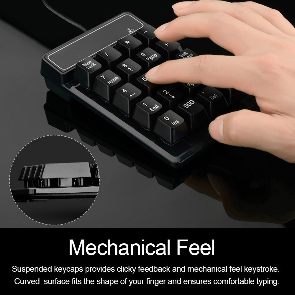 Bkscy19 Keys USB Mechanical Wired numeric keypad Keyboard Mini number keycaps Numpad Keyboard for Laptop Desktop PC Computer