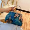 Printed flower women evening bags with tassel small day clutch luxury new 2020 party handbags shoulder chain messenger purse