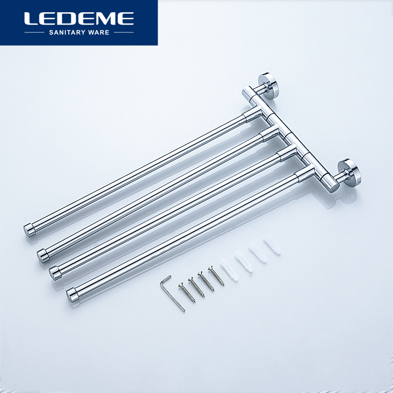 LEDEME Stainless Steel Towel Bar Rotating Towel Rack Bathroom Kitchen Wall-mounted Towel Polished Rack Holder L112 L113 L114