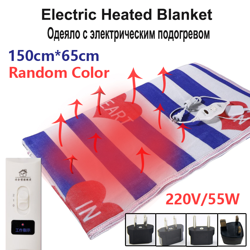 55W Home Electric Blanket Heater Single Body Warmer Heated Blanket Thermostat Winter Bedroom Pad Heating Blanket (Random Color)