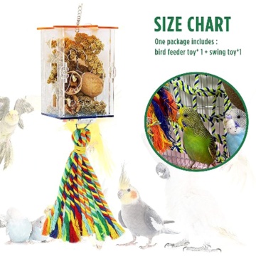 Bird Foraging Toys Parrot Feeder Intelligence Cage Acrylic Food Box Swing Toys Millet Container for Cockatiel Conure