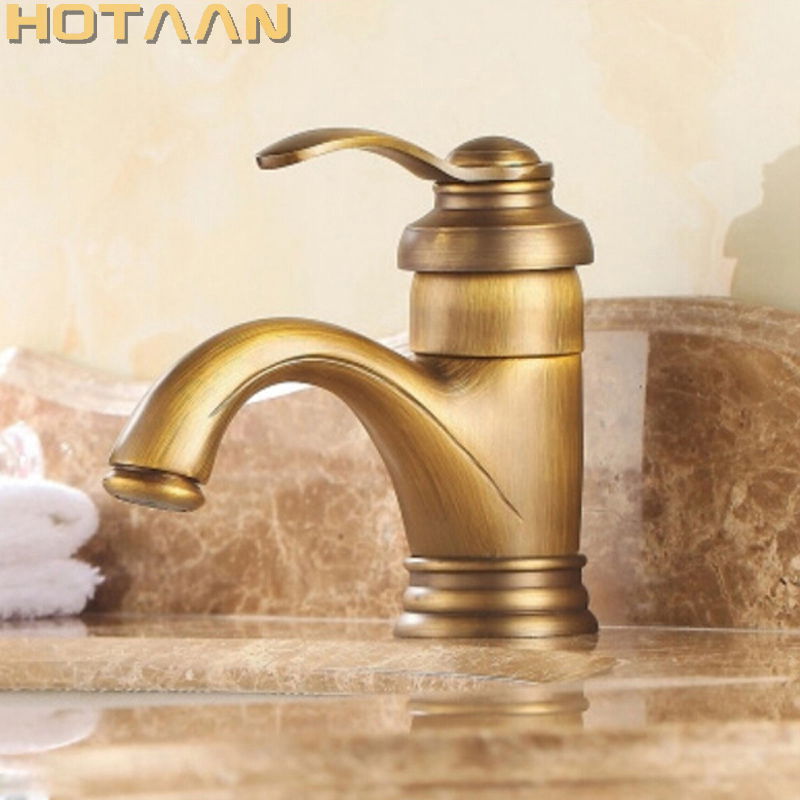 Hot selling Free shipping 6" Antique Brass Basin Faucets Crane Sink Basin Water Mixer Tap torneira YT-5065