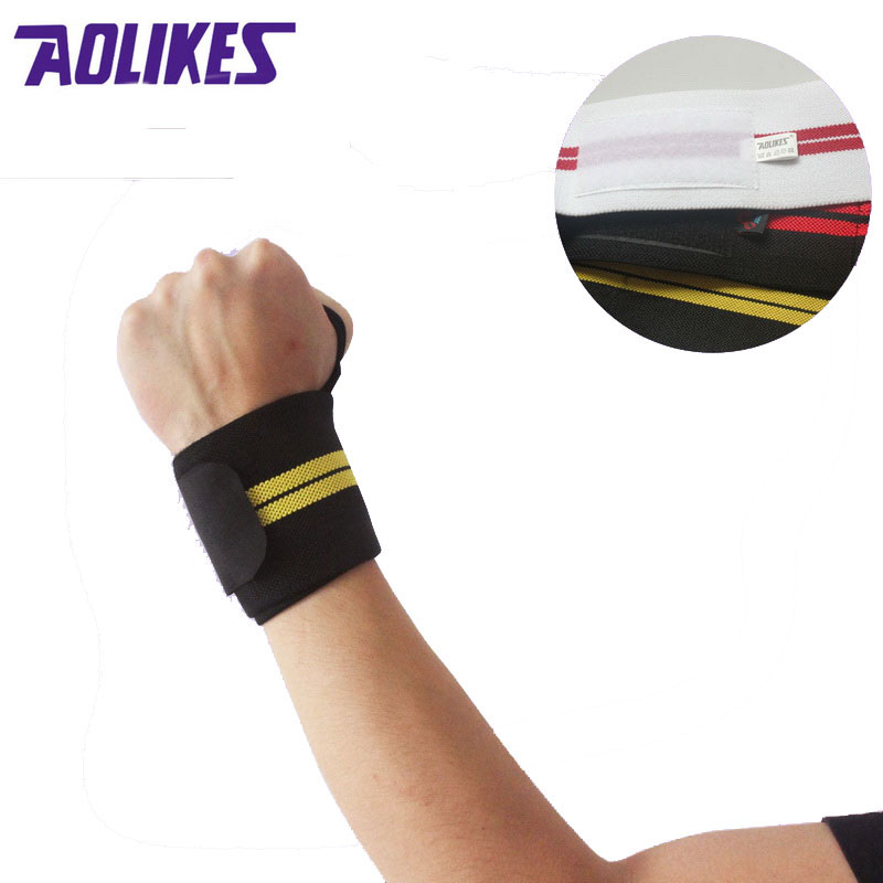 AOLIKES 1 Pair Weightlifting Wristband Sport Training Hand Bands Wrist Support Strap Wraps Bandages For Powerlifting Gym Fitness