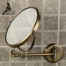 Bath Mirrors 8 Inch Round 2 Face 3 x Magnifying Mirrors of Bathroom Folding Makeup Mirror Brass Bronze Wall Mirror 1308Q