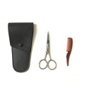 1 Set Mustache Eyebrow Trimmer Men Beard Scissors Stainless Steel Shear Cutter Care Accessary Scissors Comb Kit with Storage Bag