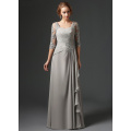 Silver 2020 Mother Of The Bride Dresses A-line 3/4 Sleeves Chiffon Lace Plus Size Long Elegant Groom Mother Dresses Wedding