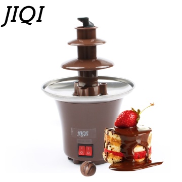 JIQI DIY 3-tier Chocolate Fountain Fondue Mini Choco waterfall machine Three Layers Children Wedding Birthday heat melts EU US