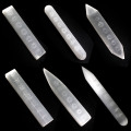 Natural White Point Selenite 7 Chakra Magic Wand Polished Sticks Heart Symbols Mineral Meditation Specimen Reiki Healing Stone