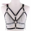 CHUHAN Punk Sexy Women's Leather Chain Tassel Adjustable Bra Body Chain Gothic Women Body Jewelry For Nightclub Show J542