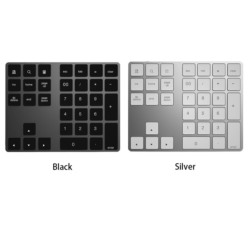 Aluminum Alloy For PC Laptop USB Rechargeable Numeric Keypad Ultra Slim Portable External Digital Keyboard Bluetooth 3.0 34 Keys