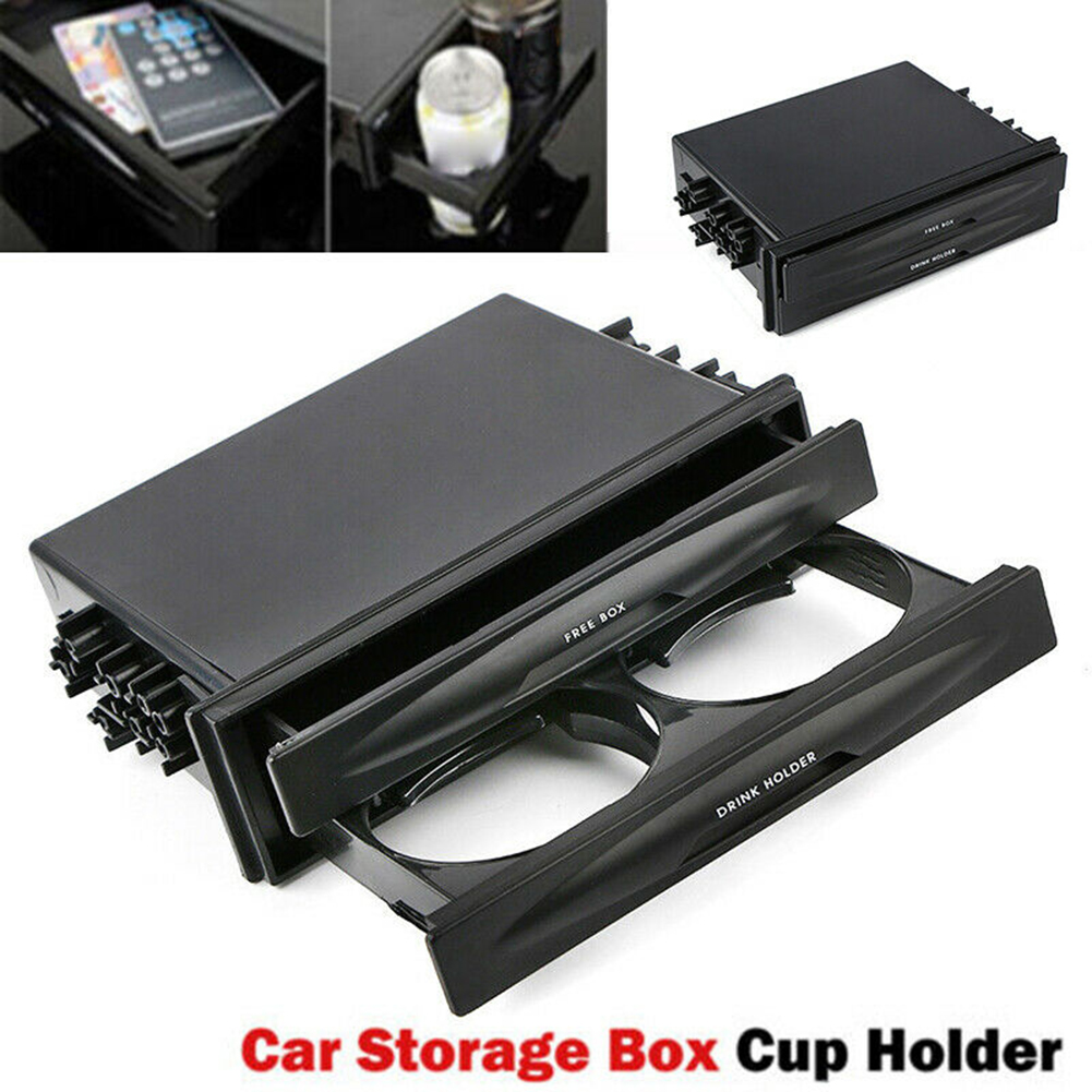 Black Universal Auto Double Din Radio Pocket Drink Cup Holder Car Water Cup Holder Storage Box Car Styling