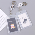 1PC Telescopic Transparent Keychain Double Card Sleeve Sets ID Badge Case Clear Bank Credit Card Badge Holder Accessories