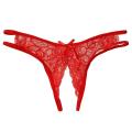 MISSKY Women Sexy Lace Open Crotch Briefs Ladies Low Waist G-String Sex Game Panties