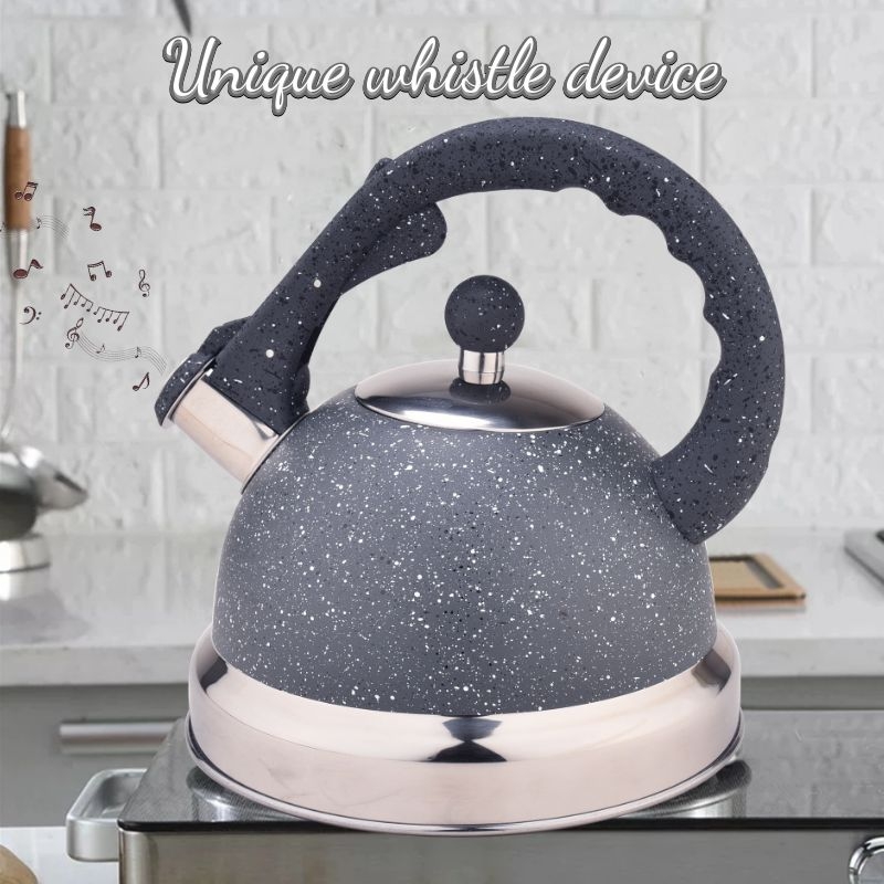 Grey Frosted Stainless Steel Whistling Tea Kettle