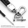 Car Accessories 3D Metal Leather Braided rope brand Logo Key Chain Key Ring For Cadillac- CT4 CT5 CT6 XT4 XT6 LYRIQ ES0CALADE