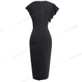 Nice-Forever Summer Elegant Pure Color Ruffle Dresses Business Party Bodycon Women Formal Dress B587