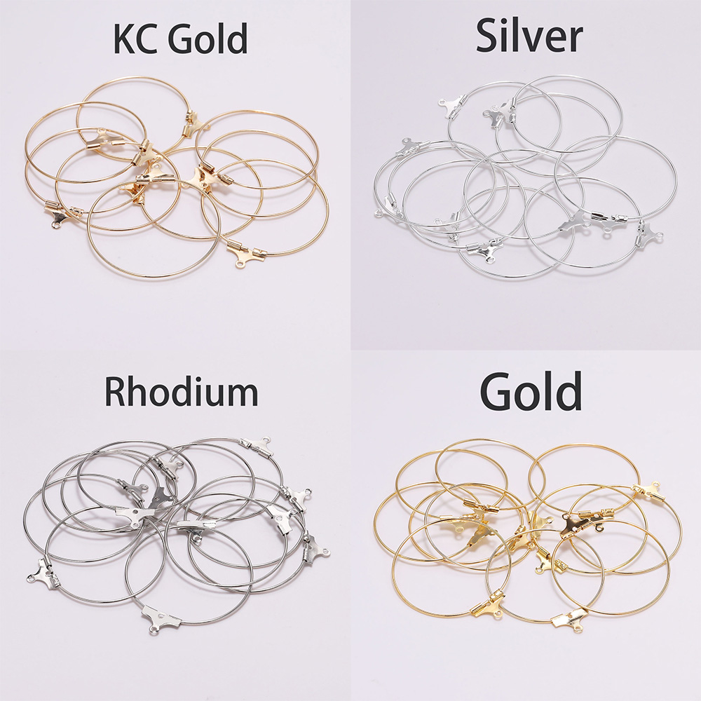 30Pcs/lot 25 30 40 mm Earwire Hanging Big Round Wire Hoop Earrings For DIY Dangle Earring Jewelry Making Accessories