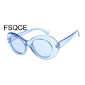 Women Oval Sun Glasses Glitter Lenses Eyewear Candy Colorful Classic Transparent Frame Sunglasses UV400 Retro Pink Sunglass