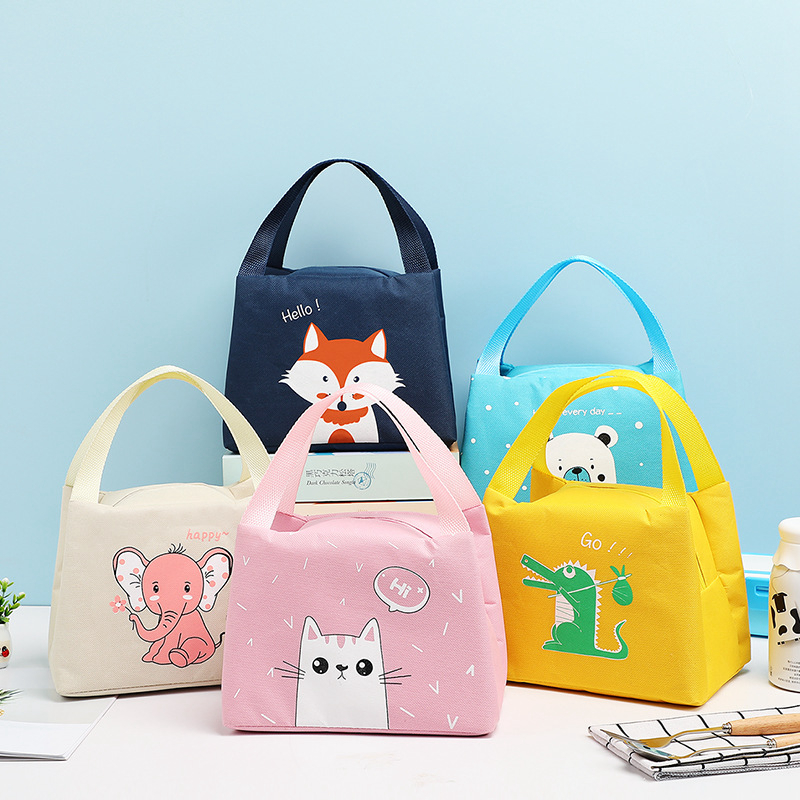 Cartoon Animal Prints Fox Lunch Bag Portable Thermal Food Picnic Ice Insulated Tote Childern Cooler Bags Women Kids Lunch Box