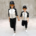 Family matching outfits PU jacket + pants sporty style silver golden PU couples matching clothing family look christmas family