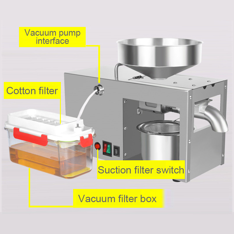 YTK Stainless Steel Household Oil Press Automatic Vacuum Filtration Peanut Oil Press Linseed Olive Cold Press 220V/110V