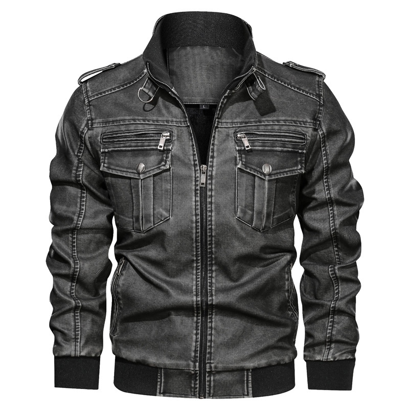 2019 New Autumn Winter PU Leather Jacket Men Slim Fit Mens Motorcycle Jacket Brand Quality Leather Men Jacket