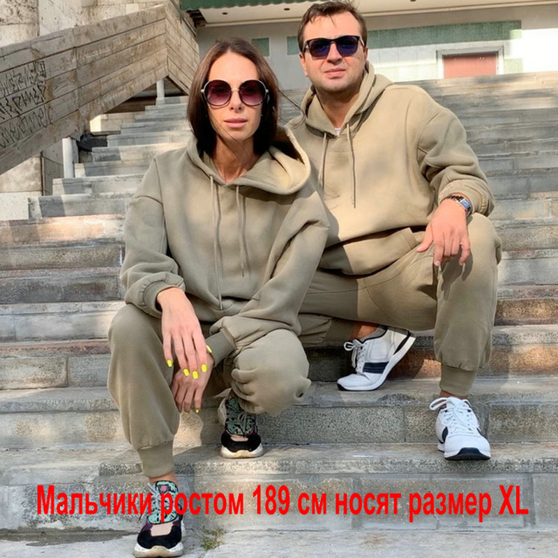 Tangada Women couple sweatshirt fleece 100% cotton amygreen oversized hood hoodies sweatshirts plus size SD60