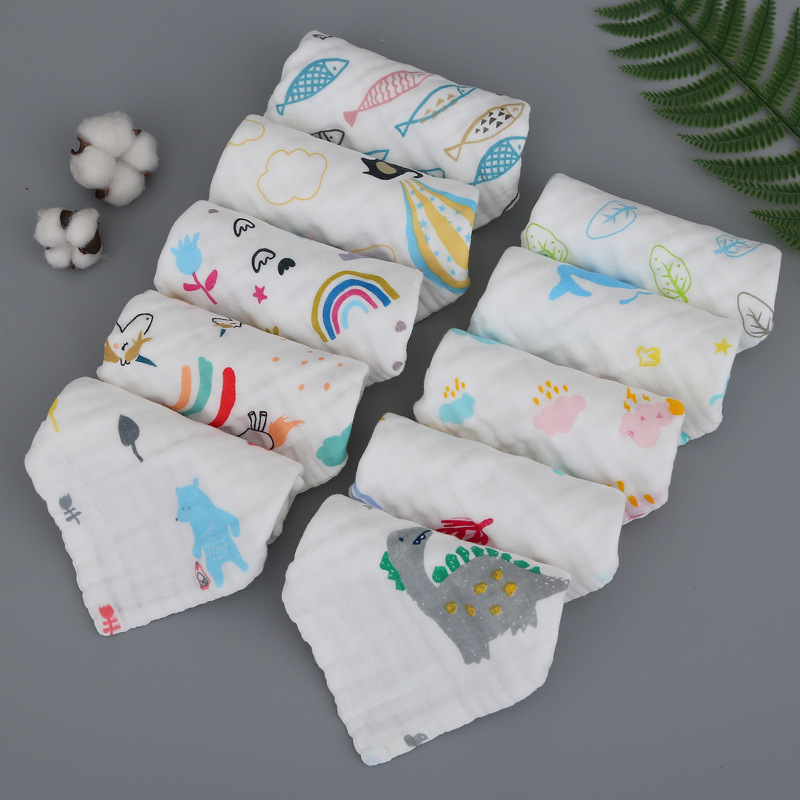 6 Layers Gauze Baby Towel Cotton Newborn Infant Cartoon Face Towel Hand Bathing Bibs Handker Chief Child Baby Infant Bath Towel