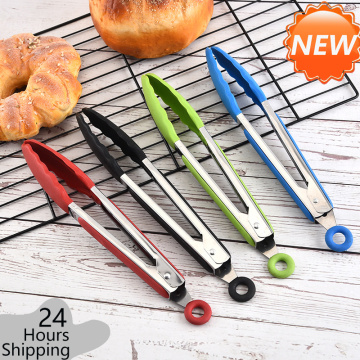 Kitchen Silicone Food Tongs Silicone Stainless Steel Food Tongs Cooking Baking Food Tongs Barbecue Food Tongs Kitchen Utensils