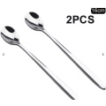 2pcs Stainless Steel Dinnerware Spoon Tea Spoon Dessert Coffee Ice Cream Spoons Kitchen Accessories Bar Tool With Long Handle