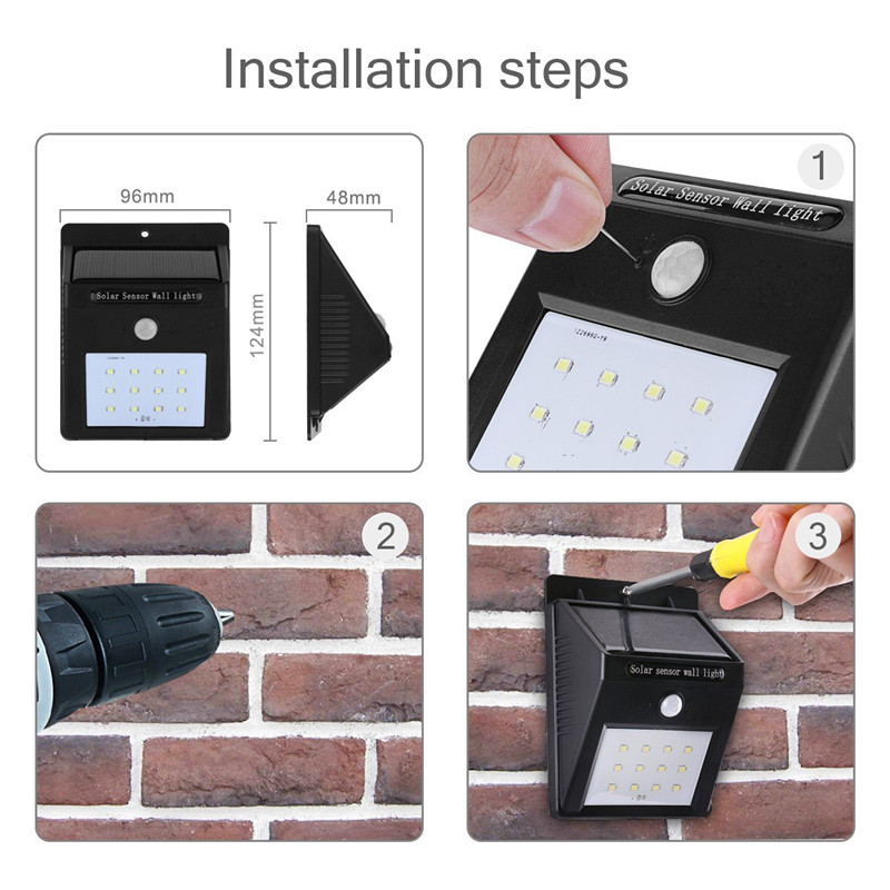 Wireless Security Motion Sensor Solar Night Lights 2835 8 12 20 46 LEDs Bright and Waterproof for Outdoor Garden Wall RV