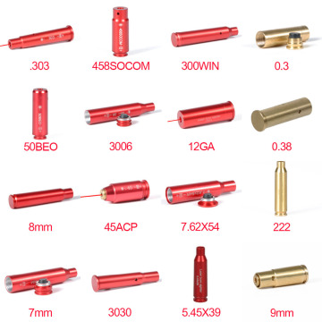 Greenbase Tactical Accessories 5.45X39 7.62X39 12GA .308 .223 .303 7mm Red Caliber Laser Bore Sight Cartridge Laser BoreSighter