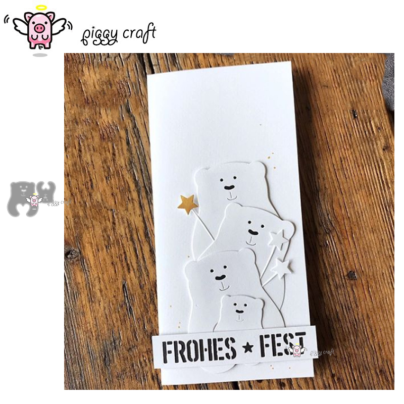 Piggy Craft metal cutting dies cut die mold Bear card holder banner Scrapbook paper craft knife mould blade punch stencils dies