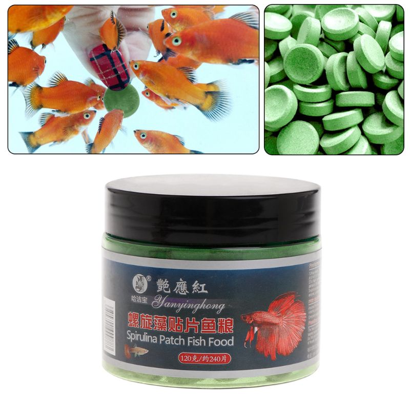 Fish Food Spirulina Algae Pills 240 Tablets Natural Aquarium Fish Tank Supplies Tropical Fish Nutrition