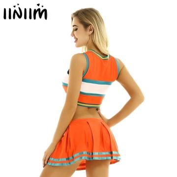 Women Gleeing Cheerleading Uniform Sexy Cheerleader Cosplay Costume High Schoolgirl Mini Pleated Skirts Roleplay Outfit Clubwear