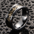 Cheap Price Free Shipping USA Hot Sales 8MM Silver Bevel New GP Mason Foil Black Fiber Inlay Men's Fashion Tungsten Wedding Ring