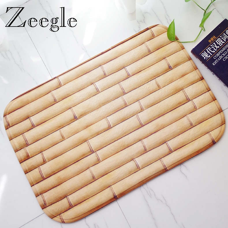 Zeegle Bamboo Pattern Floor Mats for Living Rooms Kitchen Doormat Flannel Welcom Carpet Outdoor Home Welcome Rugs