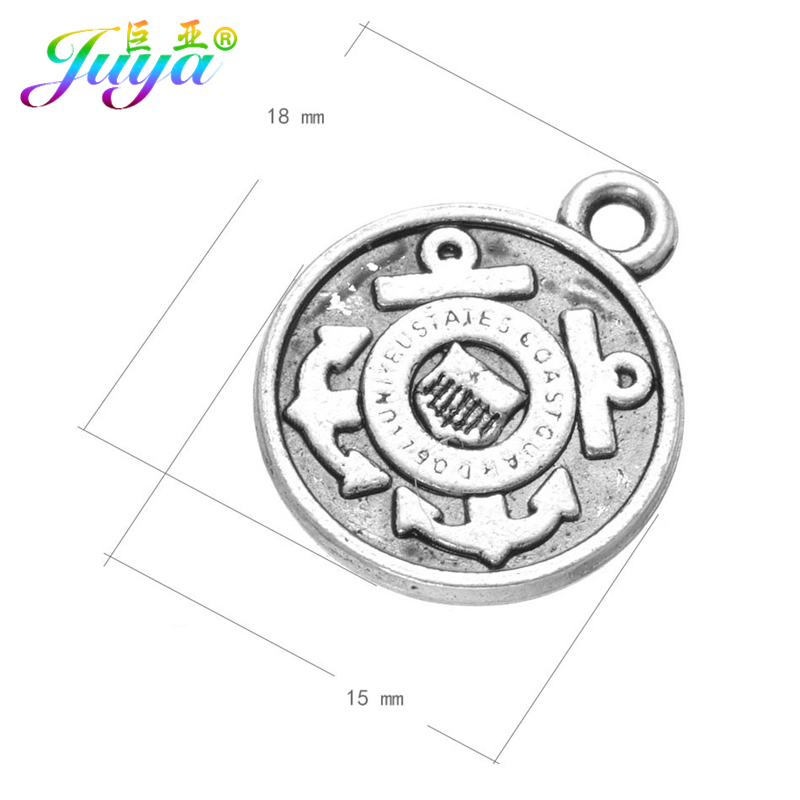Juya 20piece Jewelry Charms Antique Silver Color Cikir United States Coast Guard Anchor Charms For Women Kids Jewelry Making
