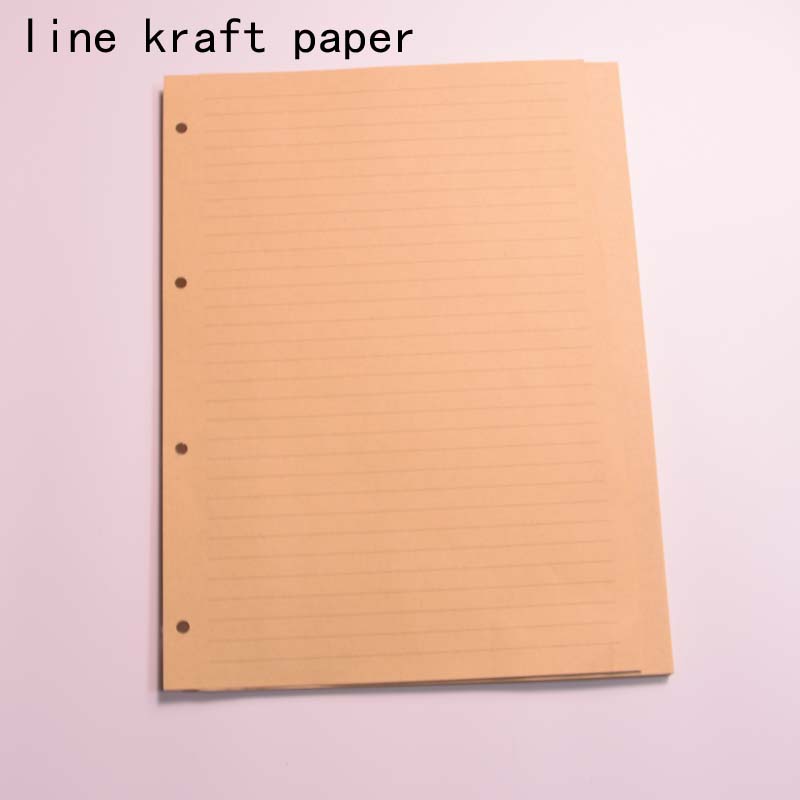 binder a4 4 holes loose-leaf kraft paper notebook yellow paper horizontal line inner page diary replacement core filler papers