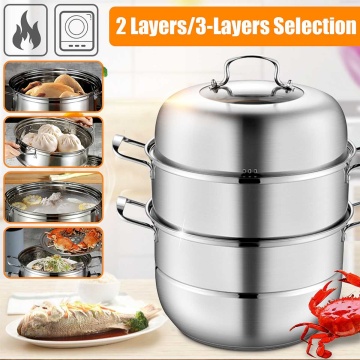 28cm Boiler Soup Pot Stainless Steel Two Three Layer Thick Steamer Pot Universal Cooking Pots for Induction Cooker Gas Stove