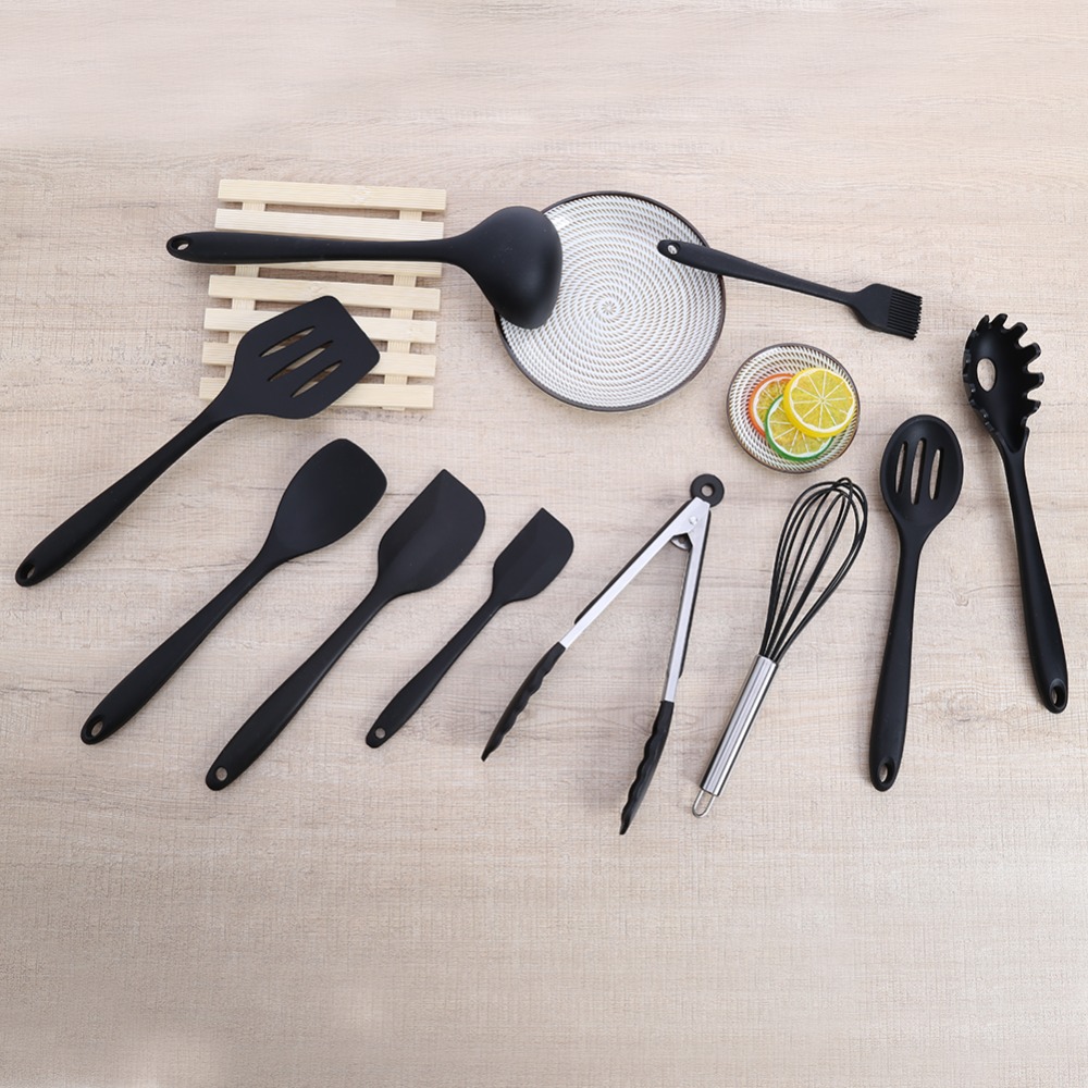 Silicone Cooking Utensil Set Spatula Soup Spoon Brush Ladle Pasta Colander Non-stick Cookware Kitchen Tools