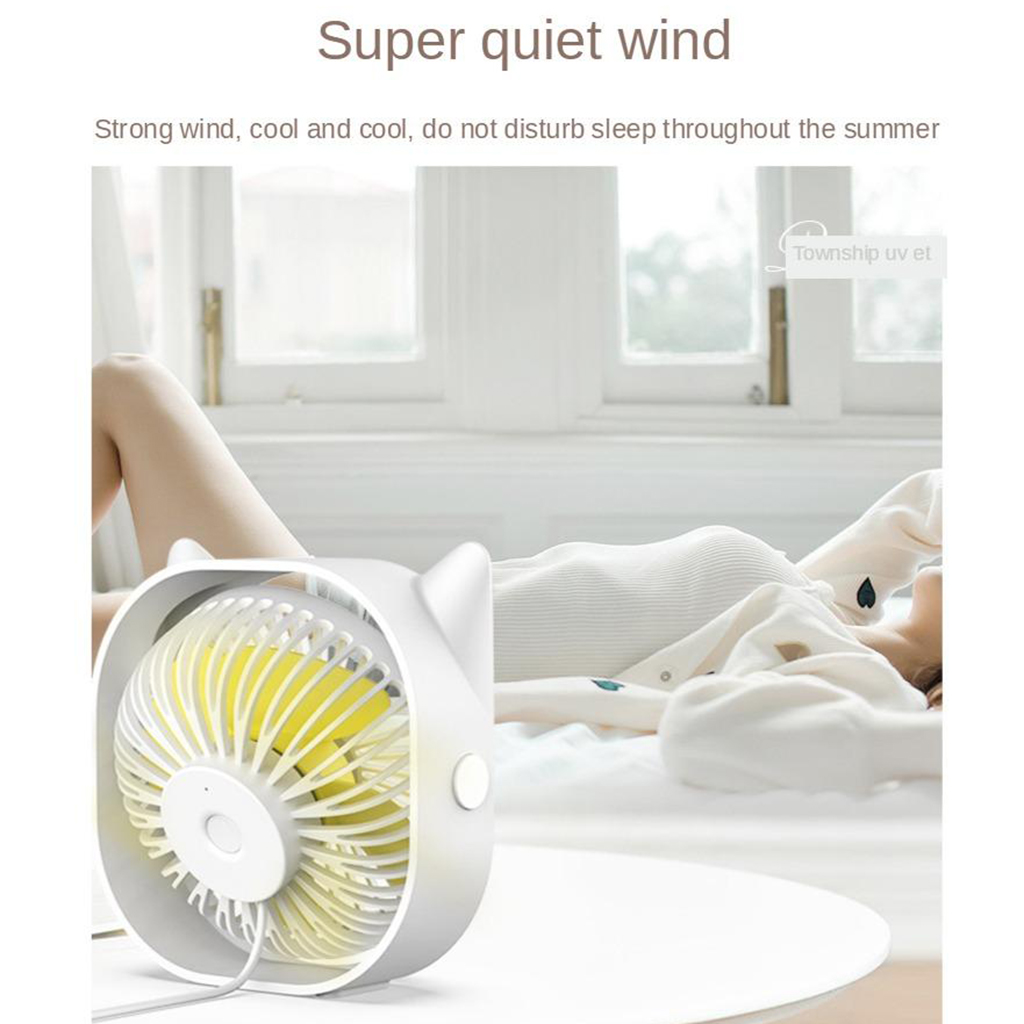 Mini Quiet USB Fan Portable Desktop Air Cooler Cute Cat Shaped 360 Degree Rotation Personal Electric Cooling Fan Office Home
