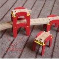 4PCS Red Stacked Piles Birdge Piers Wood Track Train Slot Railway Accessories Toy Kids Gifts Fit Wooden Biro Tracks