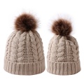 PatPat 2020 New Arrival Winter Knitted Hair Ball Hats for Mommy and Me Matching Hat Warm and Soft