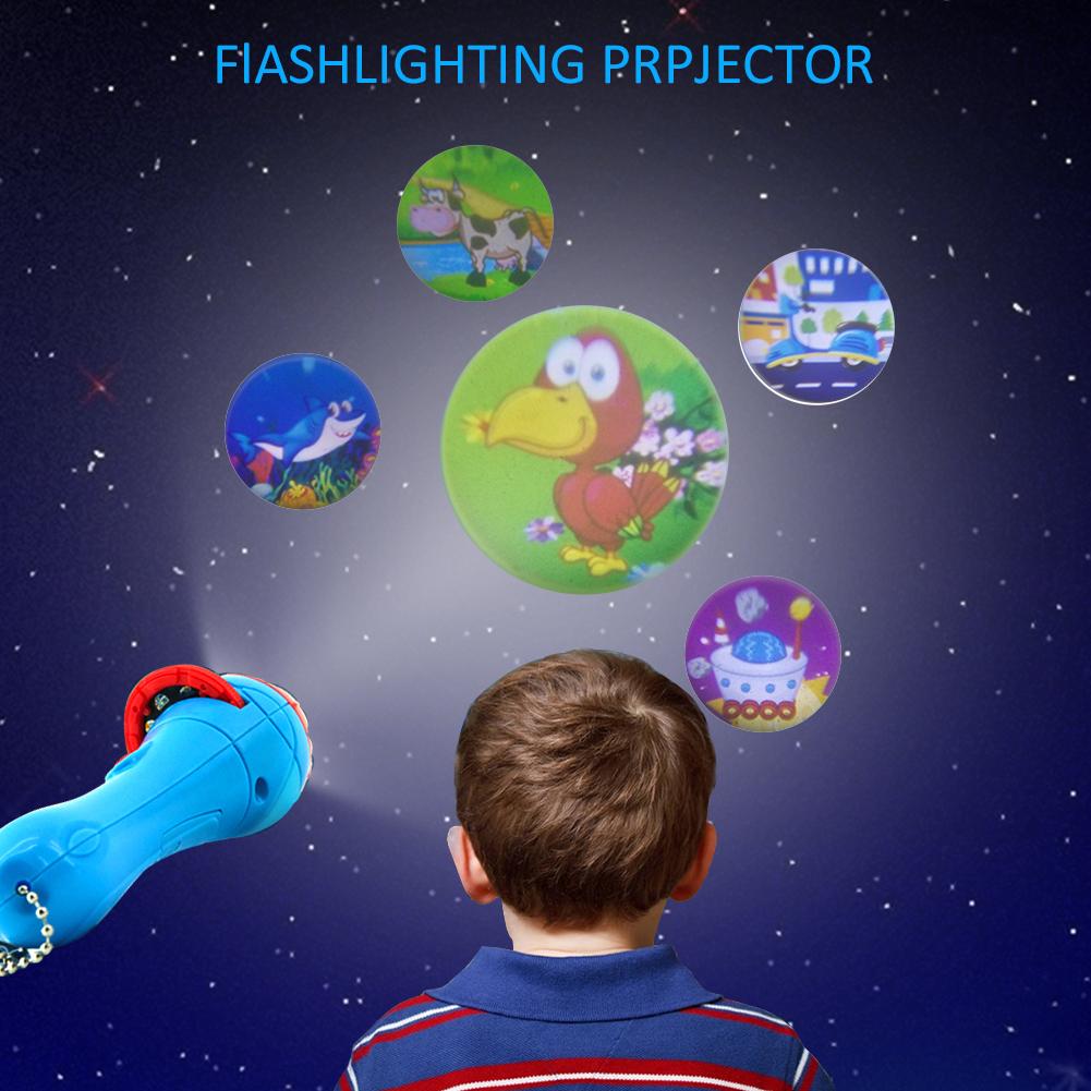 New Enlightenment Cognitive Projector Slide Flashlight Projector Baby Sleep Bedding Story Early Educational Toy Animal For Kids