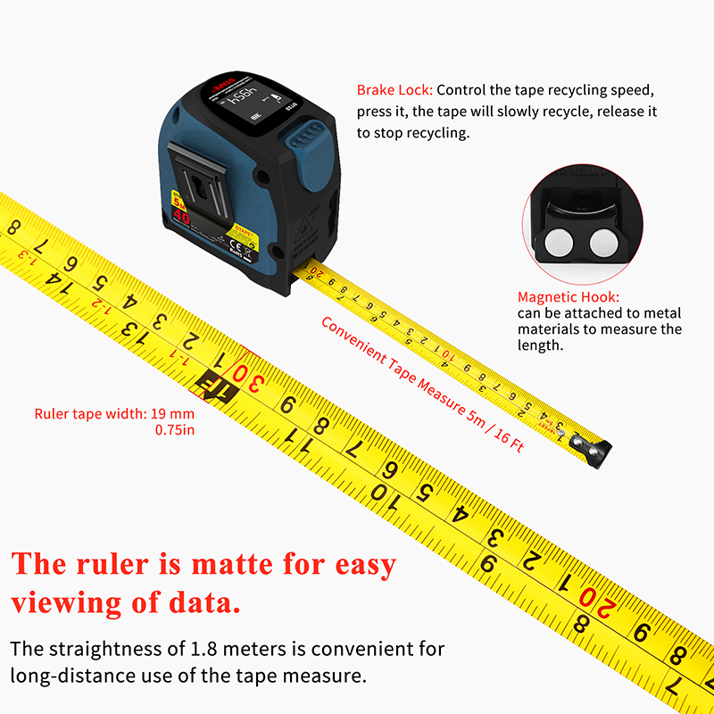 DTAPE DT10 laser distance meter range finder 40M laser tape measure digital retractable 5m laser rangefinder Ruler Survey tool