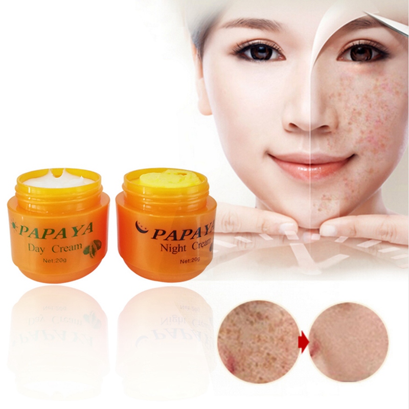Day Cream + 20g Night Cream Papaya Whitening Face Cream Anti Freckle Improve Dark Skin Refreshing Skin Care 2Pcs/Set 20g