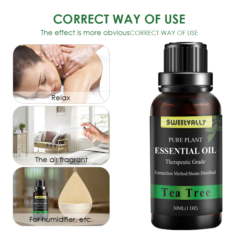 30ML Tea Tree Relaxing Essential Oil Natural Plant Aromatherapy Fragrance Essential Oils For Home Air Freshening Humidifier Oil